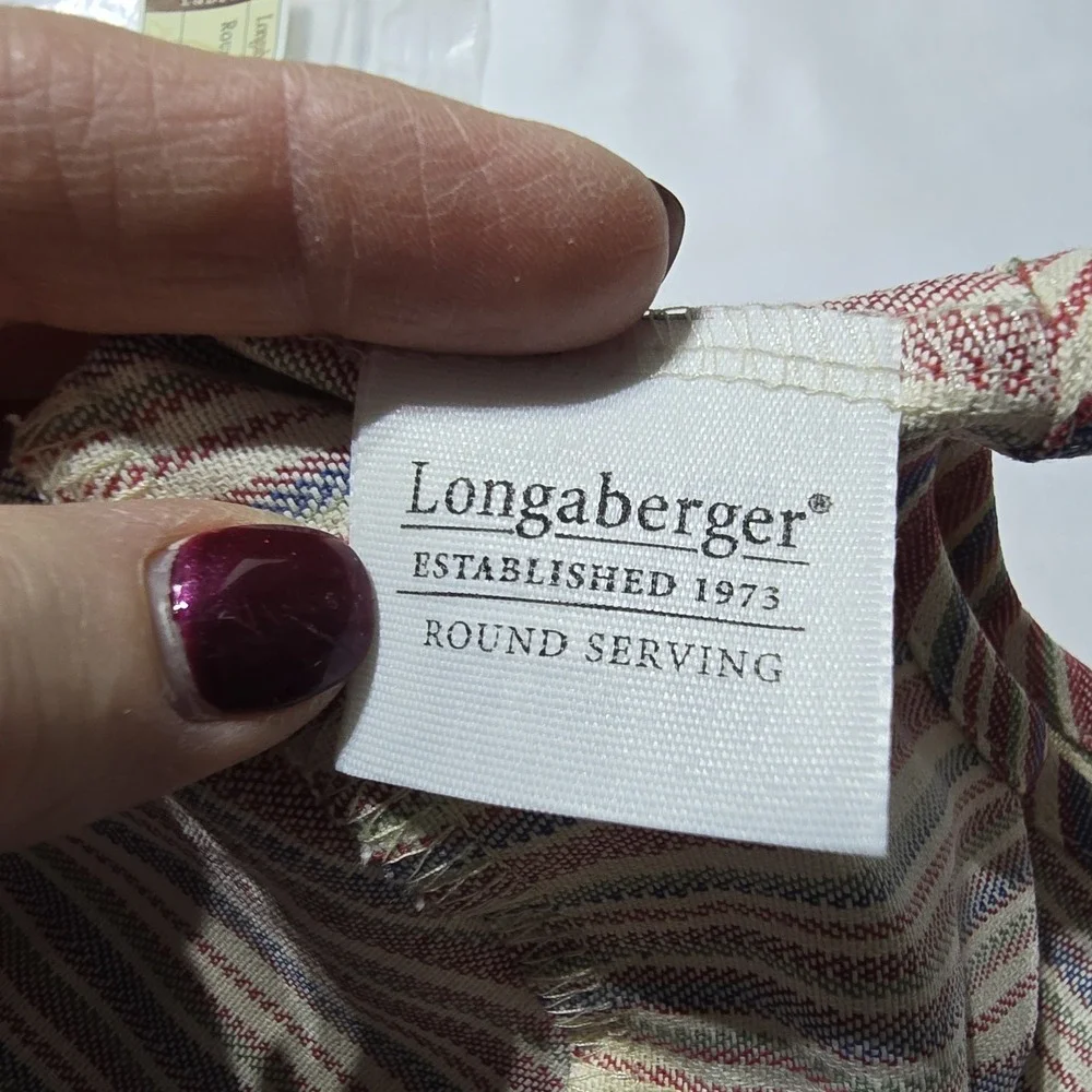 Longaberger Round Serving Tray Liner  Market Stripe‎  Liner ONLY